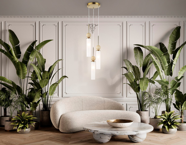 Люстра Ambrella LH53257/3 BS/FR (латунь/белый матовый)