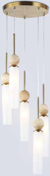 Люстра Ambrella LH53259/5 BS/FR (латунь/белый матовый) - фото