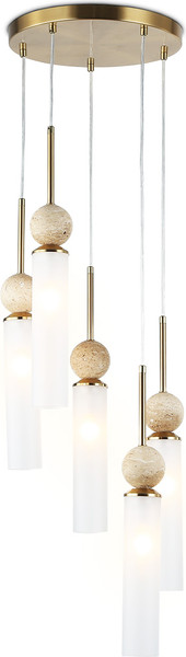 Люстра Ambrella LH53259/5 BS/FR (латунь/белый матовый)