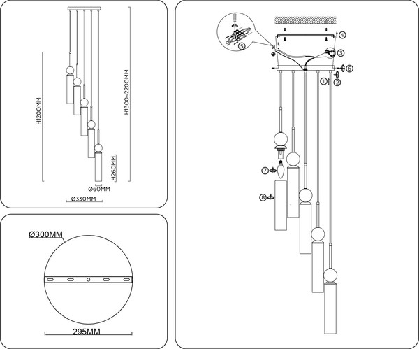 Люстра Ambrella LH53259/5 BS/FR (латунь/белый матовый)