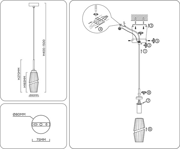 Потолочный светильник Ambrella LH55208 BS/CL