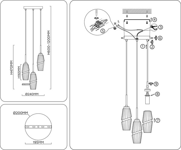 Люстра Ambrella LH55210/3 BS/CL