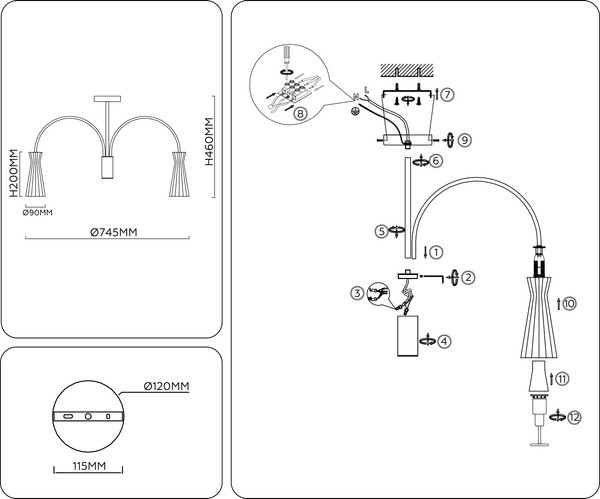 Люстра Ambrella LH55703/7 BS/CL (латунь/прозрачный)