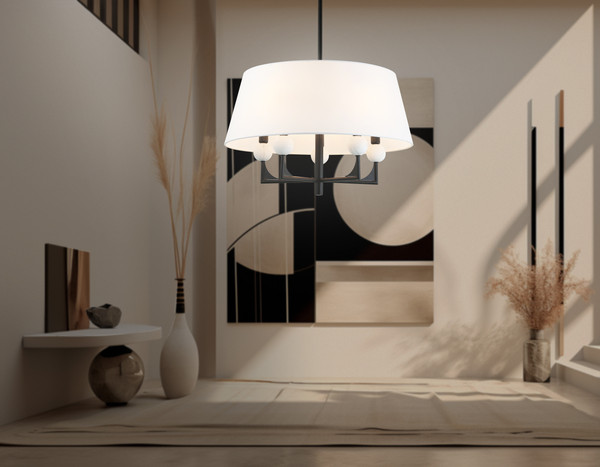 Люстра Ambrella LH75150/5 BK/FR (черный/белый матовый)