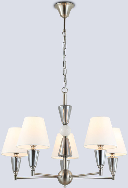 Люстра Ambrella LH75253/5 SN/FR (сатин никель/белый матовый) - фото