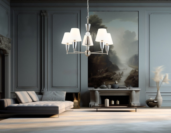 Люстра Ambrella LH75253/5 SN/FR (сатин никель/белый матовый)