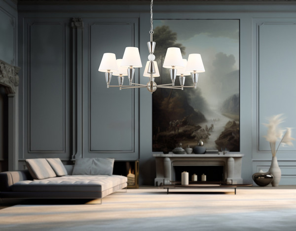 Люстра Ambrella LH75256/7 SN/FR (сатин никель/белый матовый)