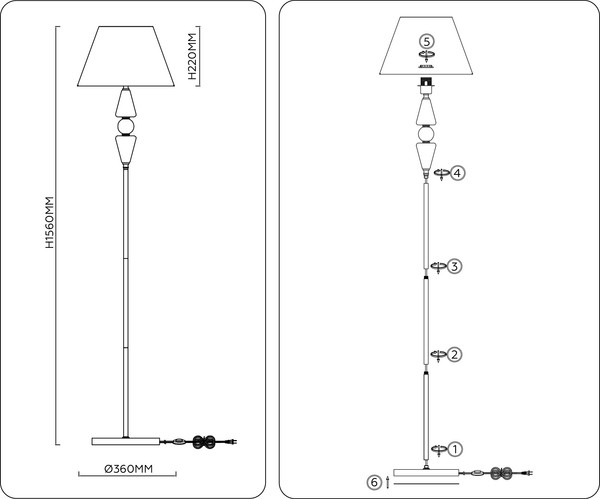 Торшер Ambrella LH75265 SN/FR (сатин никель/белый матовый)