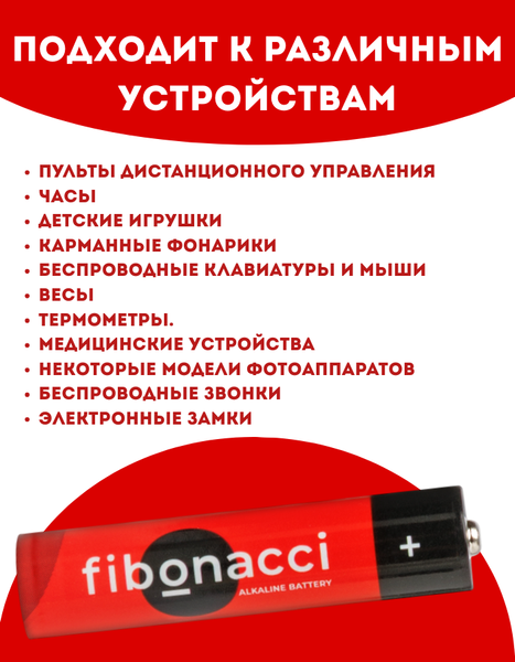 Комплект батареек Fibonacci АА LR6/40 / FB-LR6-B40