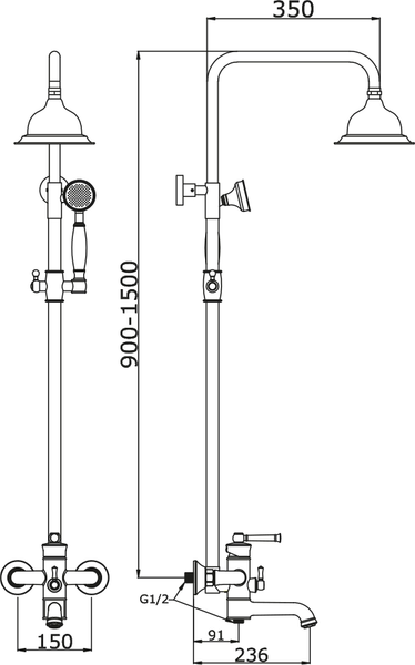 Душевая система со смесителем Vieir V283562G