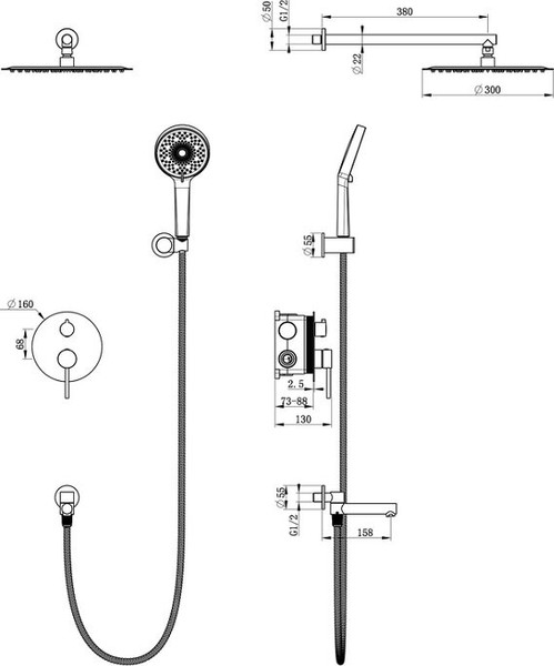 Душевая система со смесителем Oliveeka OL-939017-BN