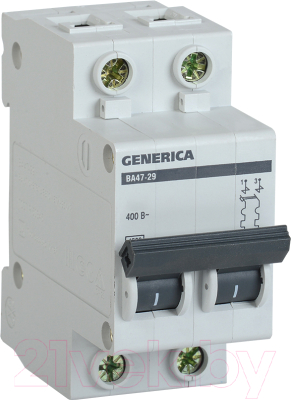 Выключатель автоматический Generica ВА 47-29 2Р 16А 4.5кА / MVA25-2-016-C - фото