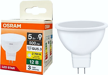 Лампа Osram LS MR16 5W/827 GU5.3 12V FR 50110