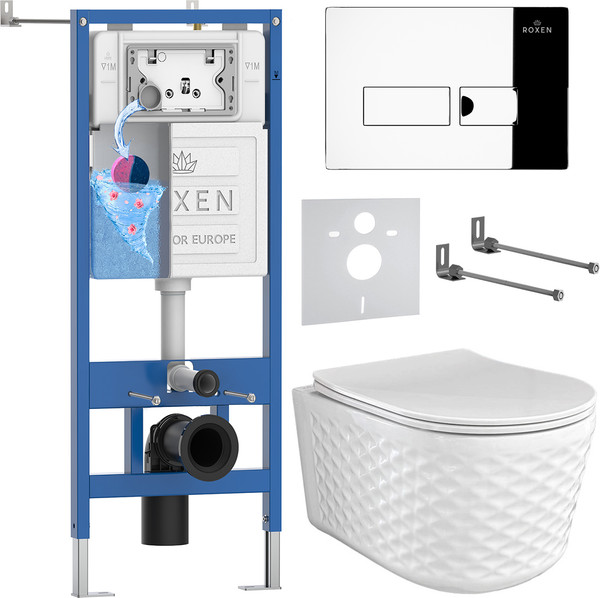 Унитаз подвесной с инсталляцией Roxen StounFix Dual Fresh 979002 - фото