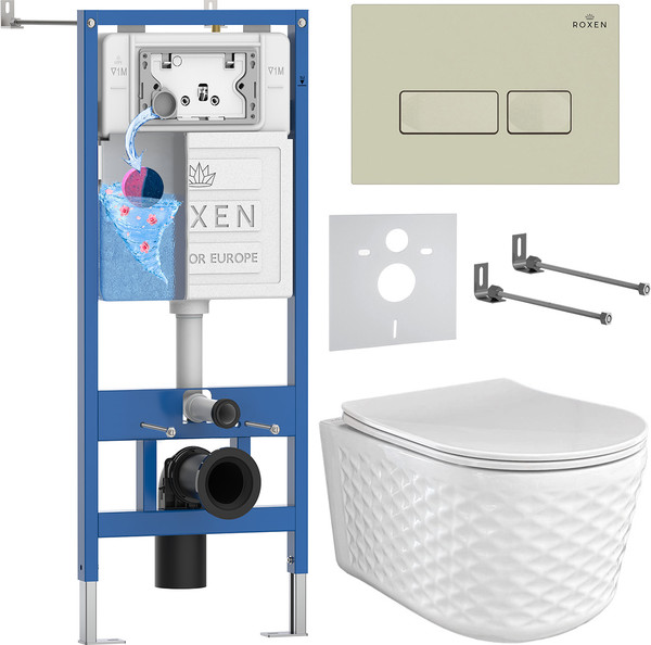 Унитаз подвесной с инсталляцией Roxen StounFix Dual Fresh 979004 - фото