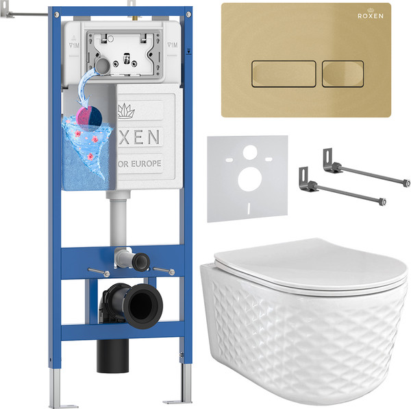 Унитаз подвесной с инсталляцией Roxen StounFix Dual Fresh 979006 - фото