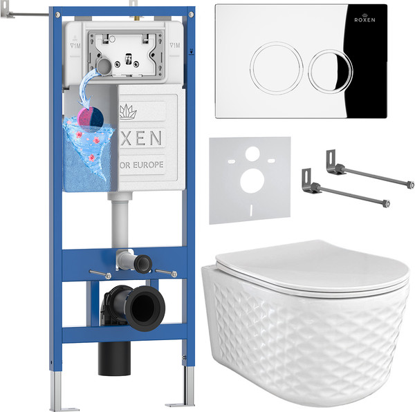 Унитаз подвесной с инсталляцией Roxen StounFix Dual Fresh 979009 - фото