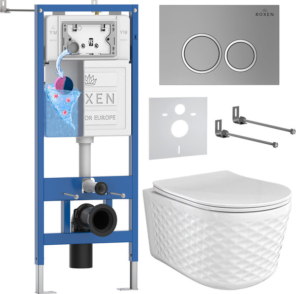 Унитаз подвесной с инсталляцией Roxen StounFix Dual Fresh 979010 - фото