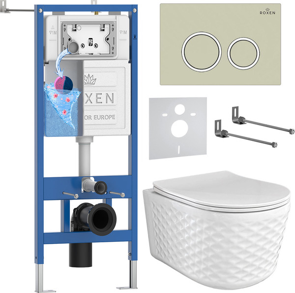 Унитаз подвесной с инсталляцией Roxen StounFix Dual Fresh 979011 - фото