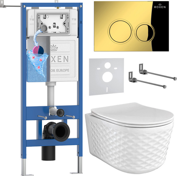 Унитаз подвесной с инсталляцией Roxen StounFix Dual Fresh 979013 - фото