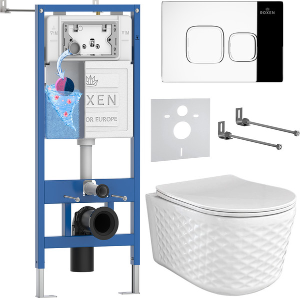 Унитаз подвесной с инсталляцией Roxen StounFix Dual Fresh 979016 - фото