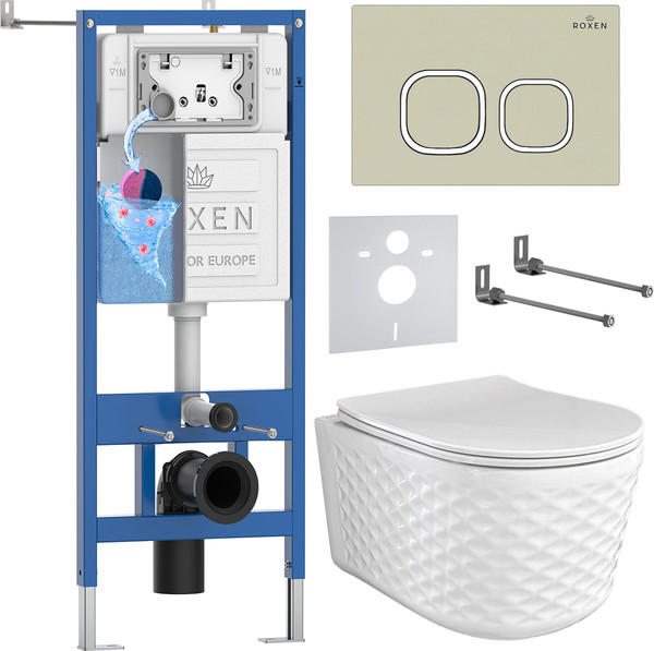 Унитаз подвесной с инсталляцией Roxen StounFix Dual Fresh 979018 - фото