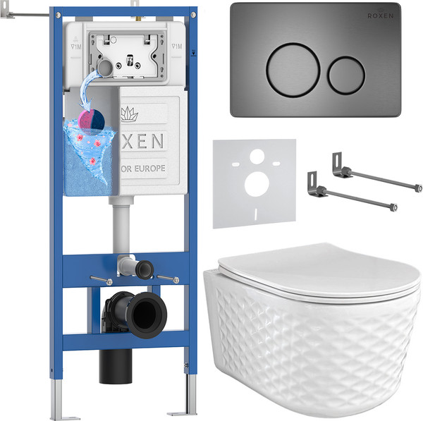 Унитаз подвесной с инсталляцией Roxen StounFix Dual Fresh 979020 - фото