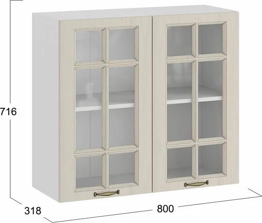 Шкаф навесной для кухни ТриЯ Лина 1ВВ8С с двумя дверьми