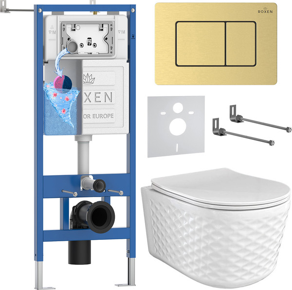 Унитаз подвесной с инсталляцией Roxen StounFix Dual Fresh 979022 - фото