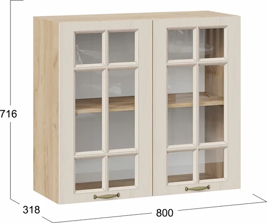 Шкаф навесной для кухни ТриЯ Лина 1ВВ8С с двумя дверьми