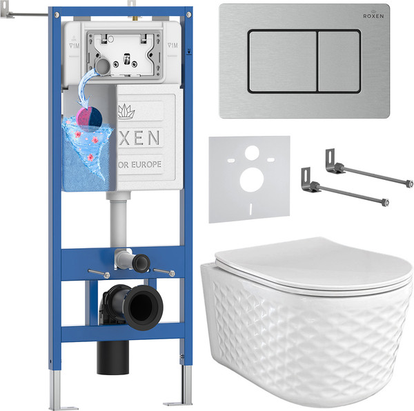 Унитаз подвесной с инсталляцией Roxen StounFix Dual Fresh 979023 - фото