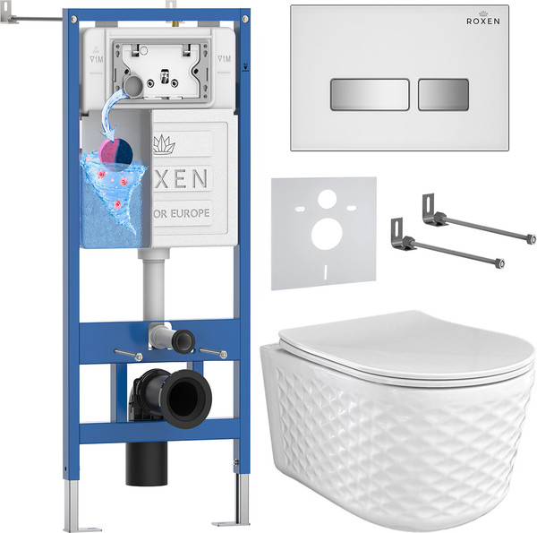 Унитаз подвесной с инсталляцией Roxen StounFix Dual Fresh 979024 - фото