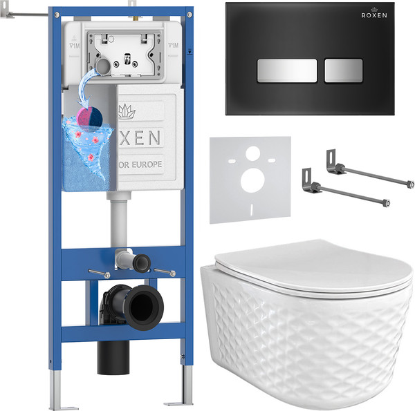 Унитаз подвесной с инсталляцией Roxen StounFix Dual Fresh 979025 - фото