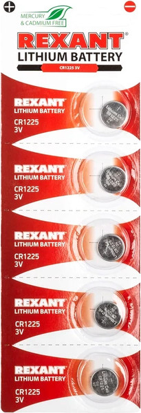 Комплект батареек Rexant CR1225 3В / 30-1103 - фото