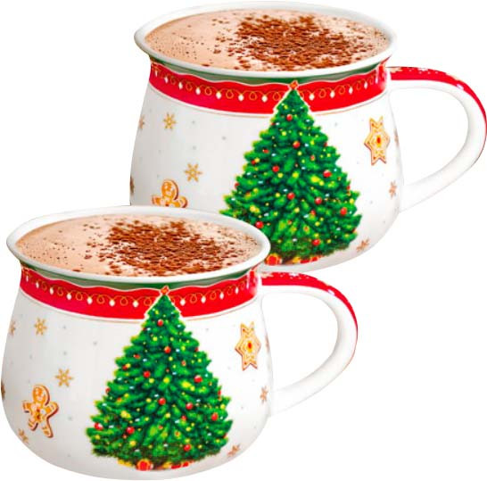 Набор кружек Elan Gallery Новогодняя елка New Bone China / 420791 - фото