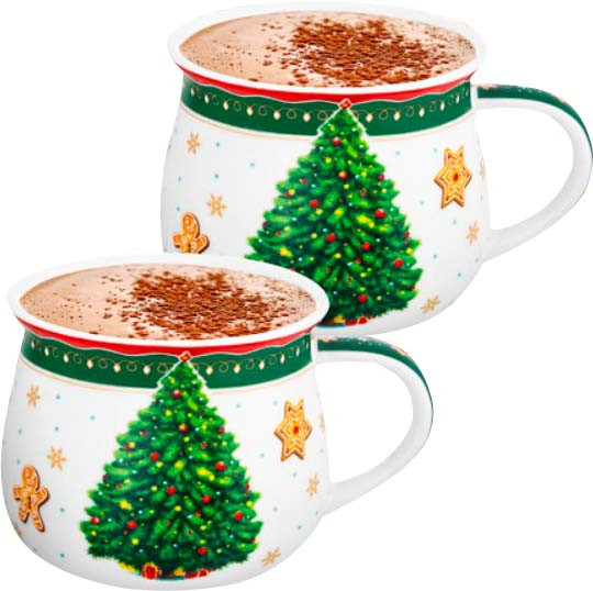 Набор кружек Elan Gallery Новогодняя елка New Bone China / 420792 - фото