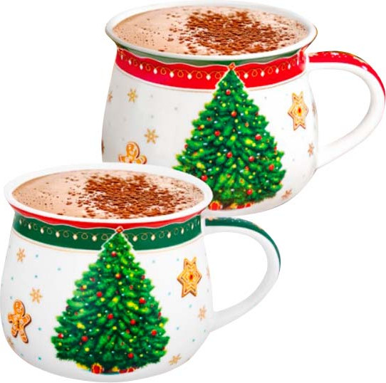 Набор кружек Elan Gallery Новогодняя елка New Bone China / 420793 - фото