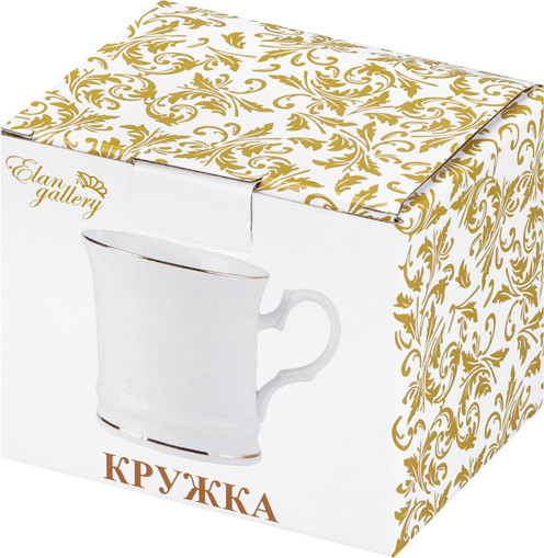 Кружка Elan Gallery Белая с золотом New Bone China / 730418