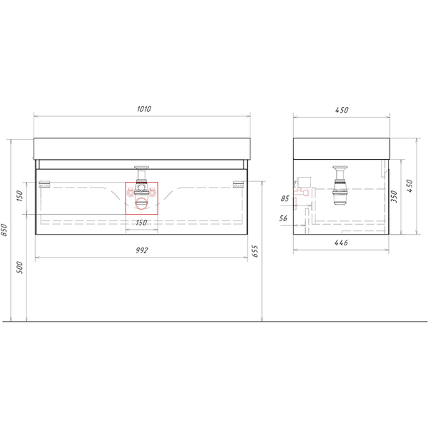 Тумба под умывальник Aqwella Geometria GE01101SH