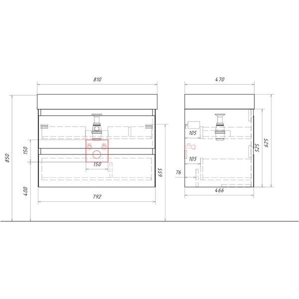 Тумба под умывальник Aqwella Geometria GE01082SH