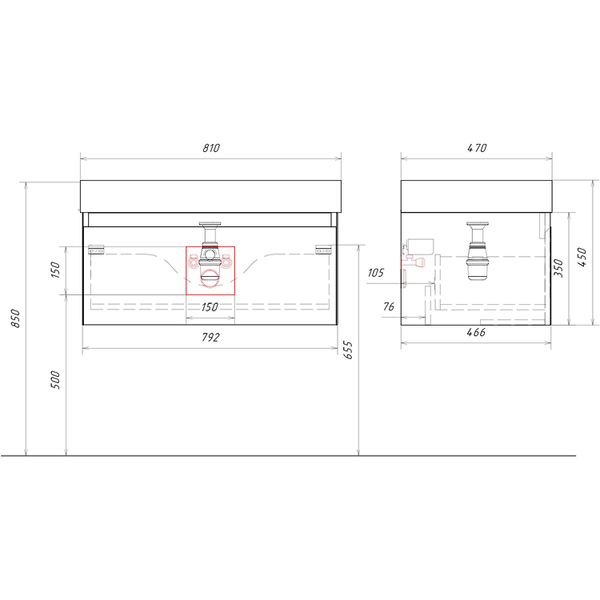 Тумба под умывальник Aqwella Geometria GE01081SH