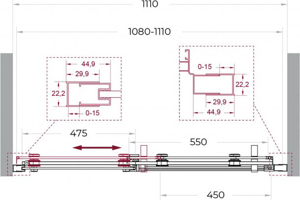 Душевая дверь BelBagno MARINO_2-BF-1-110-C-GM