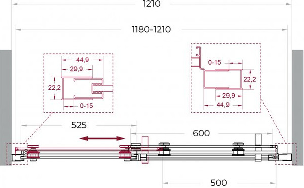 Душевая дверь BelBagno MARINO_2-BF-1-120-C-CR