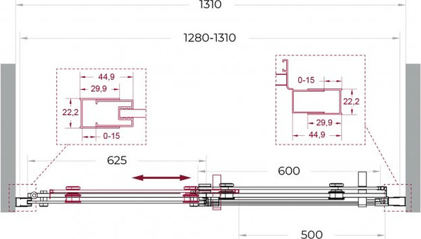 Душевая дверь BelBagno MARINO_2-BF-1-130-C-GM