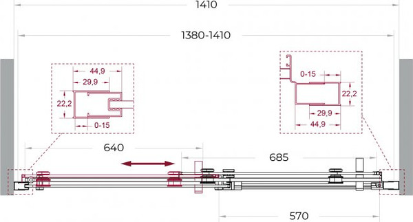 Душевая дверь BelBagno MARINO_2-BF-1-140-C-GM