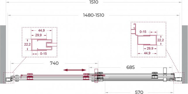 Душевая дверь BelBagno MARINO_2-BF-1-150-C-GM