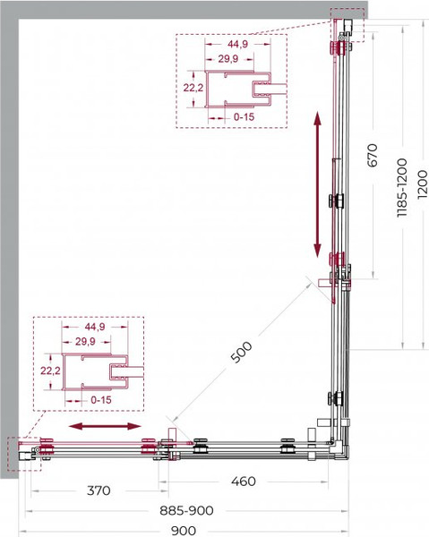 Душевой уголок BelBagno MARINO_2-AH-2-120/90-C-CR