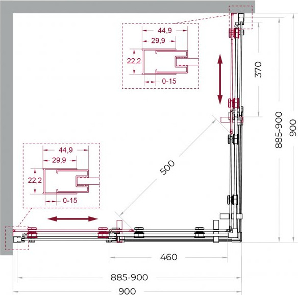 Душевой уголок BelBagno MARINO_2-A-2-90-C-CR