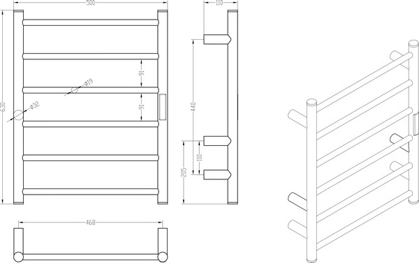 Полотенцесушитель электрический Roxen Caspia 11070-5063B