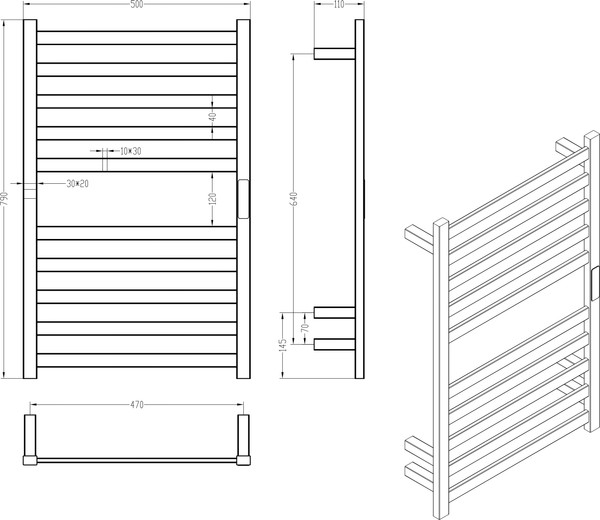 Полотенцесушитель электрический Roxen Plaza 11040-5079BG